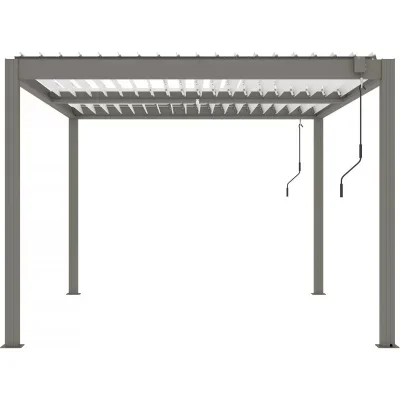 Pergola bioclimatique avec led ""Windsor"" en aluminium 3 x 4 - Taupe
