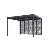 HABRITA Pergola Bioclimatique De 10,80 M2 Équipée De 5 Panneaux Moucharabieh