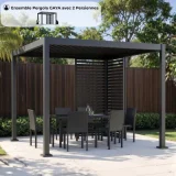 GAYA Pergola bioclimatique - Structure en aluminium et en acier - 290x290xH240 cm - Gris