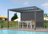 HABRITA Pergola bioclimatique PER36R30BI en alu 10,80m2 ouverture manuelle avec rideau man