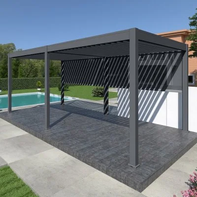 Pergola bioclimatique motorisée Ombréa 3x6M autoportante - Anthracite