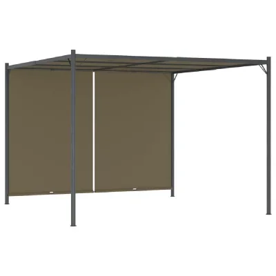 Pergola de jardin avec auvent rétractable 3x3 m taupe 180 g/m²