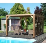 HABRITA Pergola en bois traité très haute température 10,67m² -