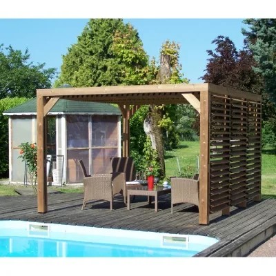 Pergola en bois traité très haute température 10,67m² - Habrita