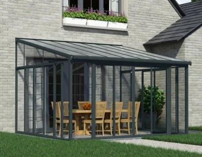 Pergola fermée 15.6m² gris anthracite palram - 703991