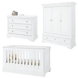 PINOLINO Chambre bébé trio lit armoire 3 portes commode Emilia Gold bois large 70x140 cm