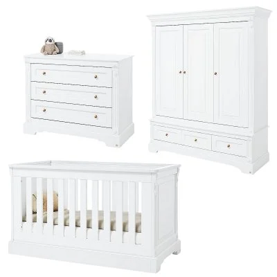 Pinolino Chambre bébé trio lit armoire 3 portes commode Emilia Gold bois large 70x140 cm