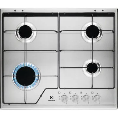 Plaque Gaz KGS6424SX 60cm 3000W 4 Foyers Acier inoxydable Verre Noir