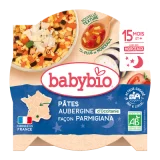 BABYBIO Plat Bébé Dès 15 Mois, Aubergines Pâtes - L'assiette De 260 G