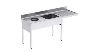 Plonge Inox Vide-Ordure et Espace pour Lave-Vaisselle - 1800 x 700 -