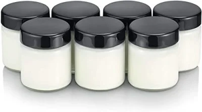 Pots de yaourt en verre x7 Jg 3514 couvercle Noir 150 ml Severin
