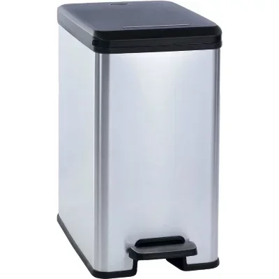 Poubelle à pédale mince Deco 25 l Argenté Curver n/a