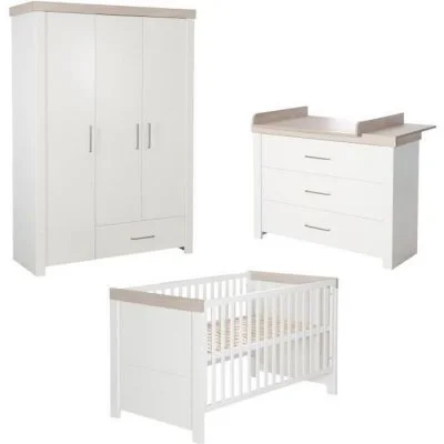 ROBA Chambre Bébé Complète ""Lucy"" - Lit 70x140 cm + Commode à langer + Armoire