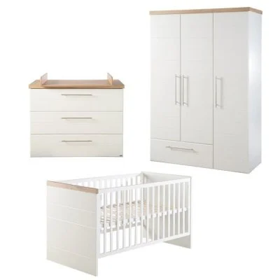 ROBA Chambre Bébé Complète ""Nele"" - Lit 70x140 cm + Commode à langer + Armoire