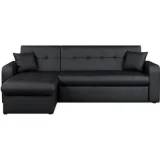 ROMAN Canapé d'angle convertible réversible 3 places - Simili noir
