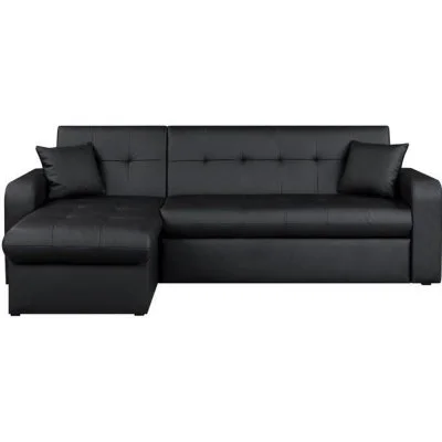 ROMAN Canapé d'angle convertible réversible 3 places - Simili noir