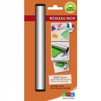 Rouleau inox pour pâte Fimo 21 cm - DTM - couleur variant