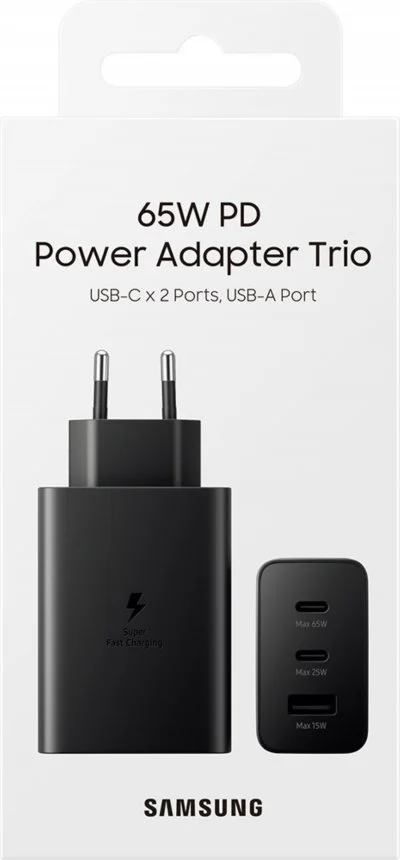 SAMSUNG EP-T6530NB - CS Ultra Rapide TRIO 65W USB A+C+C Noir