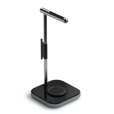Satechi - Support pour casque avec chargeur sans fil - Gris clair