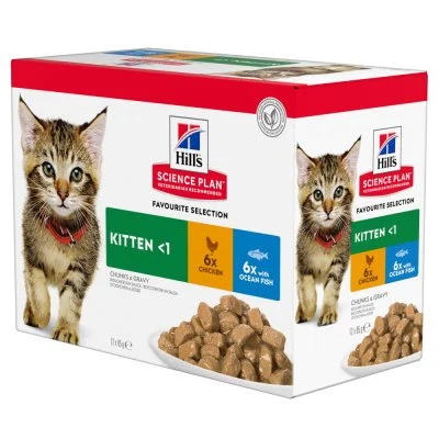 Science Plan Feline Kitten Multipack Poulet et poisson bleu 12x85 gr