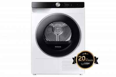 Seche-linge Samsung Blanc Pompe a chaleur / Optimal Dry / AI Control / 9kg - DV90DG6845LKU3 Classe A