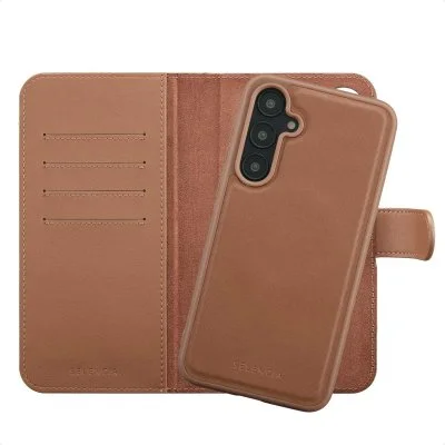 Selencia Étui portefeuille amovible Olyn avec MagSafe Samsung Galaxy A55 - Marron