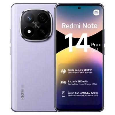 Smartphone Xiaomi Redmi Note 14 Pro+ 6,67"" 5G Double Nano SIM 512 Go Violet lavande