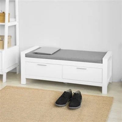Sobuy fsr74-w banc de rangement à chaussures avec coussin rembourré