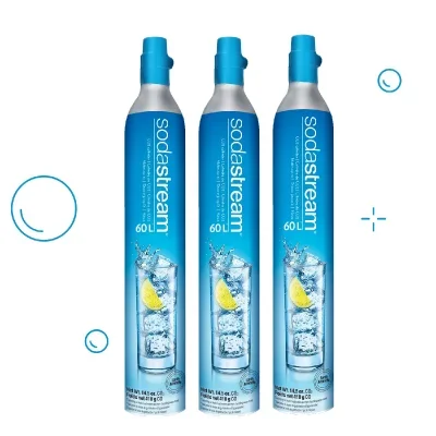 Sodastream - lot de 3 cylindres de recharge de gaz co2 60l pour machine à gazéifier 3 x cylindre gaz