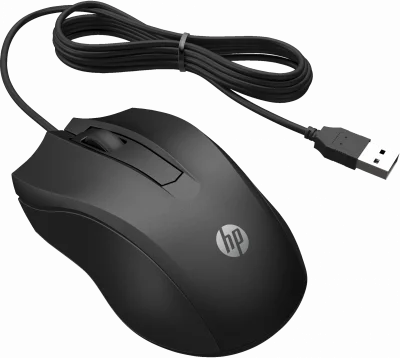Souris filaire HP 100 Noire, Forme galbee qui epouse la courbe naturelle de la m