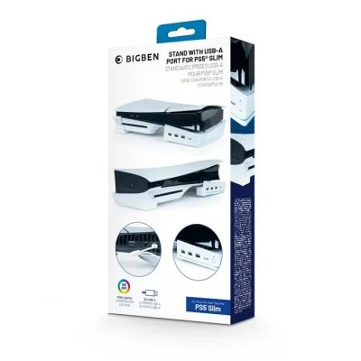 Support horizontal BigBen pour console Slim PS5 Blanc