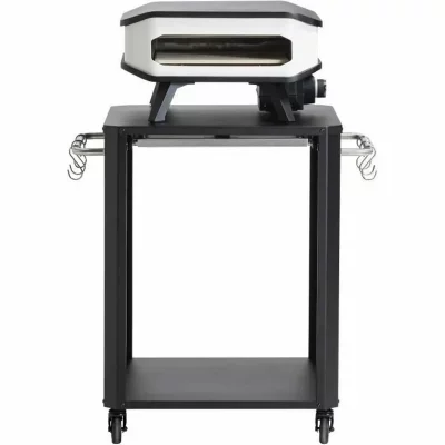 Table d'extérieur pour four à pizza - Planche à découper en acier inoxydable - Noir