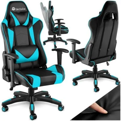 TecTake Chaise gamer TWINK - noir/azur