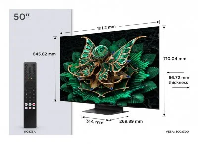 Téléviseur 50C7K QLED 4K Ultra HD 50 pouces Smart TV Google TV Wifi