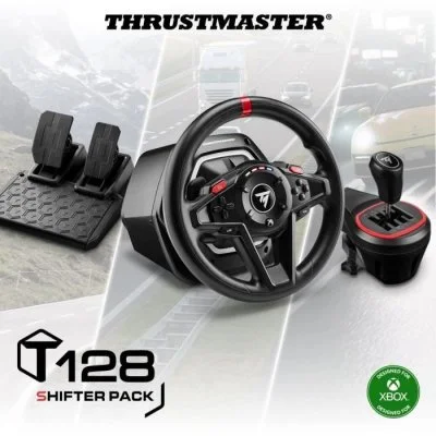 Thrustmaster T128 Shifter Pack Xbox/pc Steering Wheel And Pedals Argenté