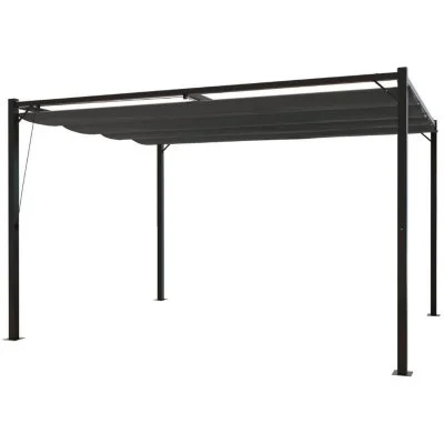 Tonnelle autoportante 3x4m avec toile en polyester gris tusa - Gris