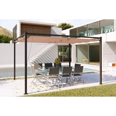 Tonnelle autoportante 3x4m avec toile en polyester taupe tusa - Taupe