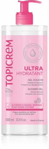 TOPICREM ULTRA-HYDRATANT - Gel Douche - Peaux Sensibles et Sèches, 1L