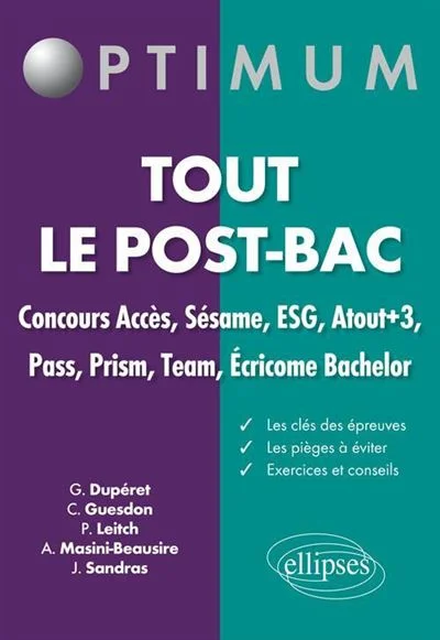Tout le post-bac : Concours accès, sésame, ESG, atout+3, pass, prism, team, ecricome bachelor