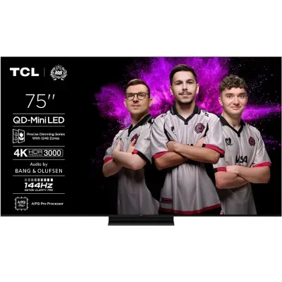 TV QD-Mini LED Pro Tcl 75C79K 191 cm 4K UHD 2025 Aluminium brossé