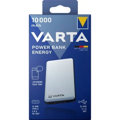 Varta Energy 10000mah 2xusb A/1xusb C Powerbank Blanc