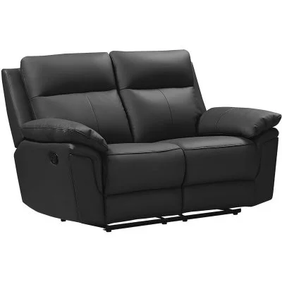Vente-unique - Canapé 2 Places Relax en Cuir de Buffle PAKITA - Noir
