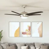 VIDAXL Ventilateur de plafond orné avec lampe 128 cm Marron