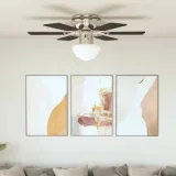 VIDAXL Ventilateur de plafond orné avec lumière 82 cm Marron foncé