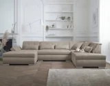 BEST MOBILIER Vermont - Canapé d'angle panoramique en U - XXL - Droit - Beige