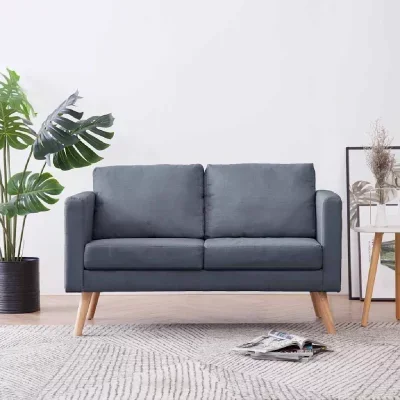 vidaXL Canapé à 2 places Tissu Gris foncé