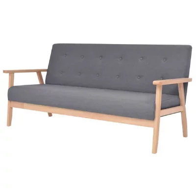 Vidaxl - Canapé à 3 places Tissu Gris foncé Dark grey