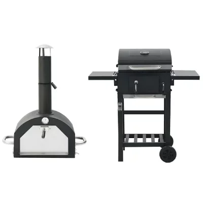 Vidaxl - Four à pizza et barbecue d'extérieur 3 en 1 Noir Noir