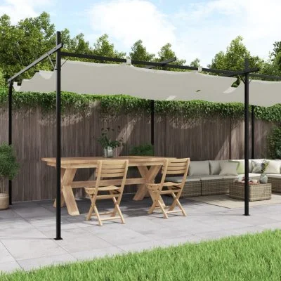Vidaxl Pergola Avec Toit Rétractable Crème 589x292x230 Cm