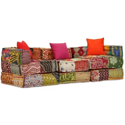 Vidaxl vidaXL Canapé-lit modulaire à 3 places Tissu Patchwork